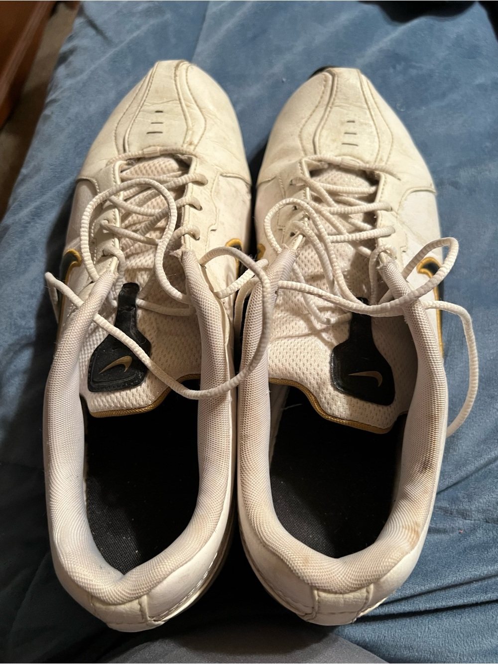 Nike Men's Cream/Black Athletic Sneakers with Gold Accents